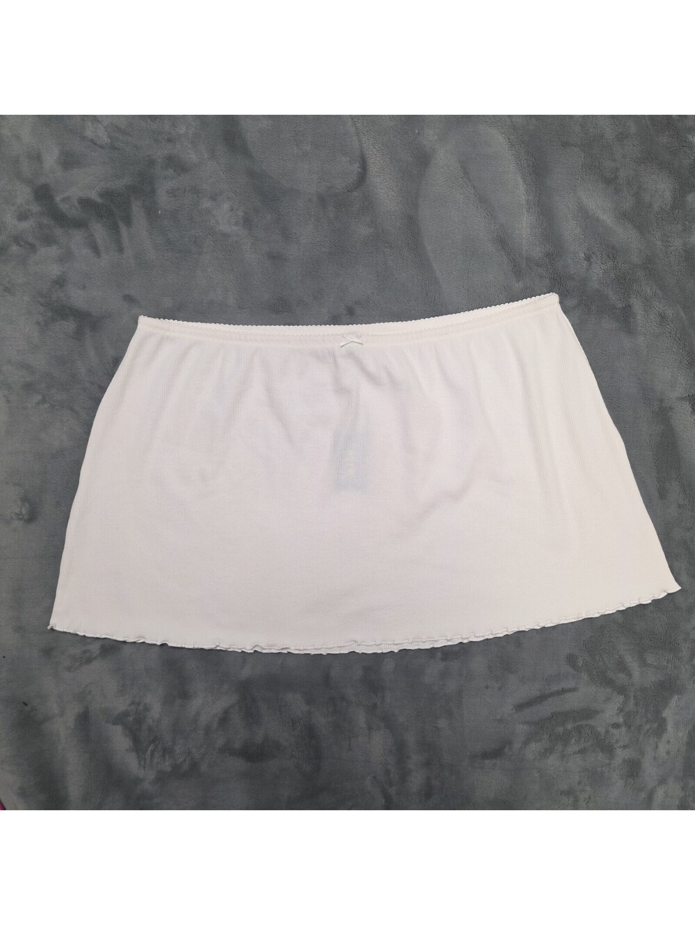 Syrn First Dance Micro Mini Skirt XL Cream Ribbed Bow Scallop NWT